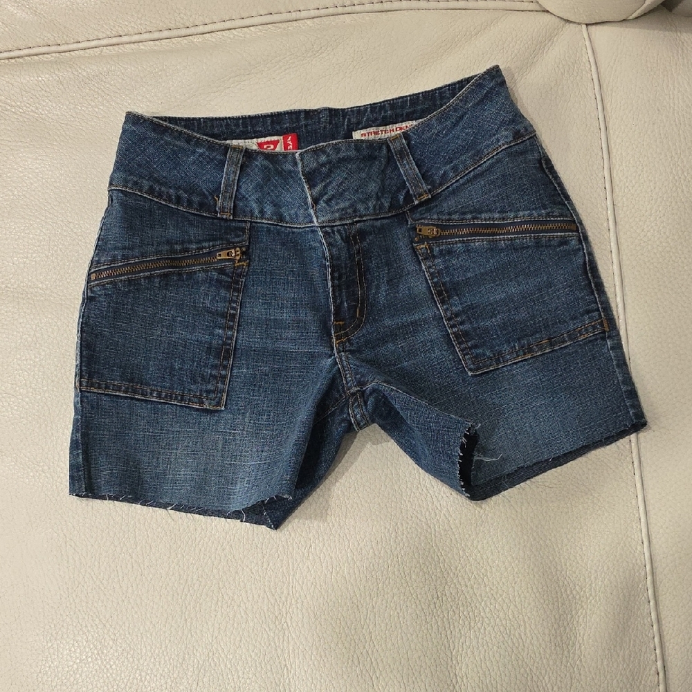 Guess Denim Blue Zippered Pockets Women's Shorts